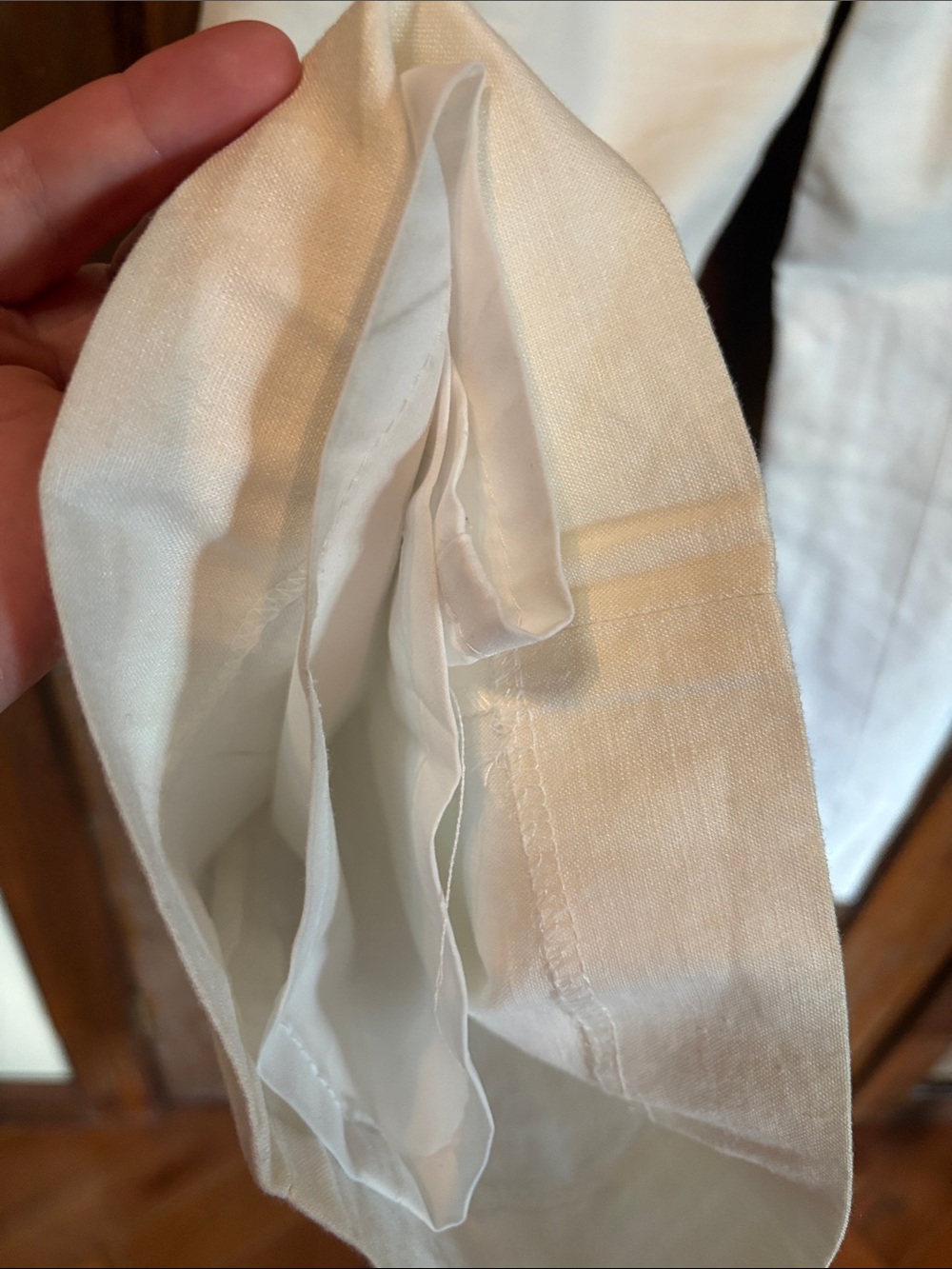 Banana Republic Cream Straight-Leg Dress Pants Linen Lined with Double Button 10 - Picture 5 of 8